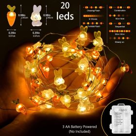 1 Roll Of Bunny Carrot String Lights Battery Operated