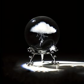 1pc Thunder Cloud Round Holiday Gift Desktop Home Creative Crystal Ball Small Ornaments, Living Room Bedroom Decoration Crafts, Home Decor