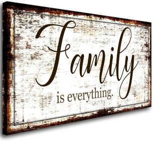 Family is Everything Wall Decor-Rustic Family Quote Print Canvas for Farmhouse-Family Signs Canvas Wall Art-Retro Artwork Wall Decoration for Living R