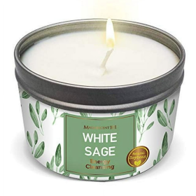 MAGNIFICENT101New Style Pure White Sage Smudge Candle for House Energy Cleansing