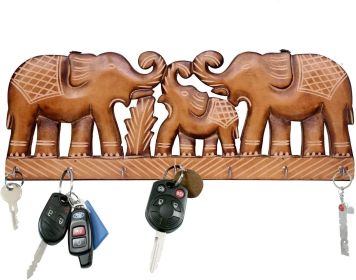 WILLART Key Holder for The Home; Hand Crafted Elephant Design Key Hooks for Wall; Key Hangers; Key Rack; Vintage Design Home Decor (15.5 x 6 x 1 Inch)
