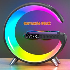 New Intelligent G Shaped LED Lamp Bluetooth Speake Wireless Charger Atmosphere Lamp App Control For Bedroom Home Decor (Option: Germania Black-EU)