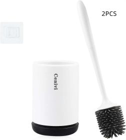Home Fashion Simple Toilet Cleaning Brush Set (Option: White Black-2PCS)