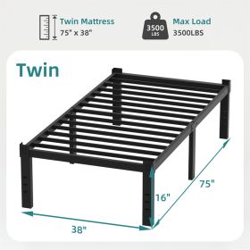Classic Iron Bed Frame Mattress Under Bed Storage No Box Spring Needed Singe Full Queen King Size Black (Option: Twin)