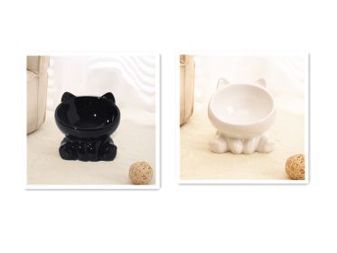 Ceramic Cat Neck Bowl (Option: Black and White)