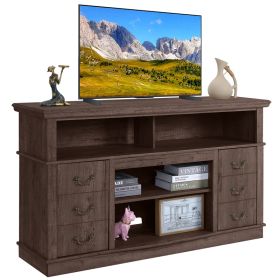 Well-designed TV Cabinet Vintage Home Living Room Wood TV Stand For TVs Modern Entertainment Center Farmhouse TV Storage Cabinet (Option: FTTS0382 coffee)