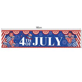 1pc 180*40cm Happy 4th of July Banner Outdoor Independence Day Flag National Day Yard Sign Decorations American Party Supplies (Color: ID04 1pc)