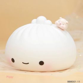 1pc Cute Dumpling Night Light, Silicone Cute Bun Lamp With Touch Control, Kawaii Nursery Light For Room Bedroom Home Decor (Items: White Pig)