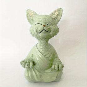 1pc Whimsical Cat Sculpture, Buddha Meditating Cat Statue, Cat Lover Gifts, Fairy Garden Animals, Decorations For Patio Yard Lawn Porch Desktop (Color: Grey Cat)