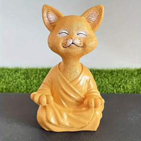 1pc Whimsical Cat Sculpture, Buddha Meditating Cat Statue, Cat Lover Gifts, Fairy Garden Animals, Decorations For Patio Yard Lawn Porch Desktop (Color: Orange Cat)
