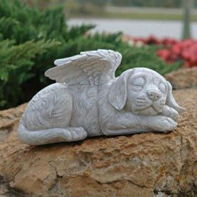1pc Resin Angel Pet Statue, Dog Cat Memorial Garden Statue, Indoor Outdoor Decor Home Memorial Garden Grave Marker Statue, Lawn Yard Garden Ornament (Color: Angel Dog)