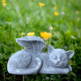 1pc Resin Angel Pet Statue, Dog Cat Memorial Garden Statue, Indoor Outdoor Decor Home Memorial Garden Grave Marker Statue, Lawn Yard Garden Ornament (Color: Angel Cat)