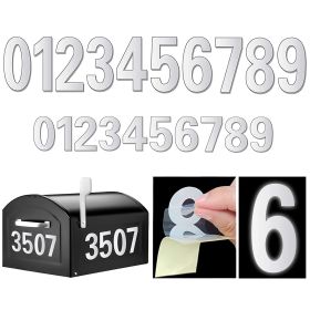 2sets Reflective Mailbox Numbers Sticker, Decal Die Cut Classic Style Vinyl Waterproof Number Self Adhesive (3" X 1 Set , 4" X 1 Set) For Signs, Door (Quantity: 2)