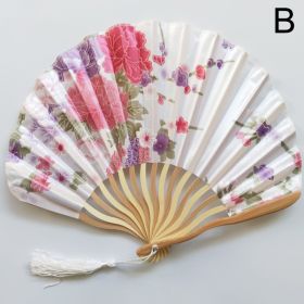1pc Folding Fan Handheld Fans Chinese Imitation Silk Classical Hanfu Fan Tassel Elegent Female Fan Home Decoration Fan Chinese Fan Hand Folding Fans V (Color: White)