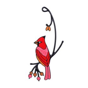 Metal Stained Bird Panel Glass Window Hanging Wall Decor Parrot Birds Art Pendant Wind Chimes Bird Ornaments Home Ornaments (Color: One Red Bird)