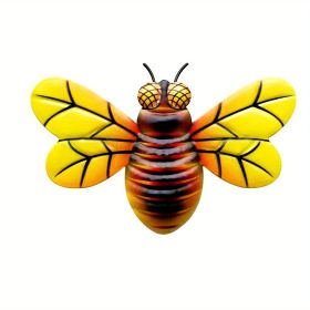 1pc/4pcs, Metal Colorful Bee Wall Decor, Bee Metal Wall Decor, Bee Metal Wall Art, Wall Decor, Metal Home Decor Wall Sculpture, Outside Decor (Style: Yellow)