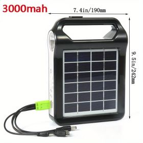 1pc Portable 6V Rechargeable Solar Panel Power Storage Generator System USB Charger With Lamp Lighting Home Solar Energy System Kit, 8*5.9in (Model: Size 2)