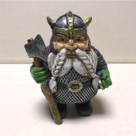 1pc Viking Victor Norse Gnome Statue, Viking Garden Gnome Figurines With Axe, Dwarf Ornaments For Indoor Outdoor Home Yard (Color: Large Axes)