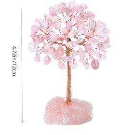1pc Natural Crystal Tree Crystal Hair Ore Fluorite Base Rich Tree Chakra Amethyst Powder Crystal Ornaments (Color: Pink)