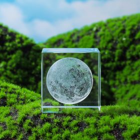 Moon; Cloud; 3D Cube Engraved Crystal Craft Ornaments; Desktop Bedroom Decorations; Creative Birthday Gifts (Items: Moon)