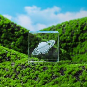 Moon; Cloud; 3D Cube Engraved Crystal Craft Ornaments; Desktop Bedroom Decorations; Creative Birthday Gifts (Items: Saturn)
