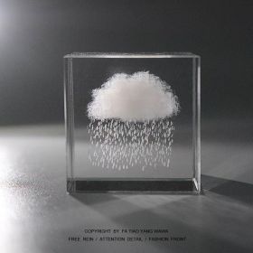 Moon; Cloud; 3D Cube Engraved Crystal Craft Ornaments; Desktop Bedroom Decorations; Creative Birthday Gifts (Items: Rainy Day)