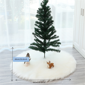 1pc Snow White Faux Fur Christmas Tree Skirt - Festive Holiday Decorations for Home and Party (Color: White)