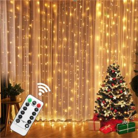 300 LED Curtain Lights, Twinkle Fairy Lights for Wedding, Christmas and Home Decor (Color: Yellow)