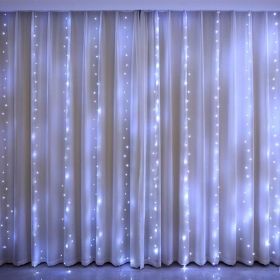 300 LED Curtain Lights, Twinkle Fairy Lights for Wedding, Christmas and Home Decor (Color: White)