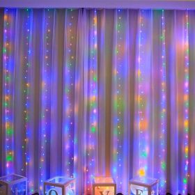 300 LED Curtain Lights, Twinkle Fairy Lights for Wedding, Christmas and Home Decor (Color: Colorful)