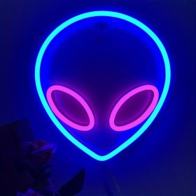 1pc Alien Shape LED Neon Sign, USB & Battery Powered Novelty Neon Mini Night Light (Color: Inner Yellow And Outer Powder)