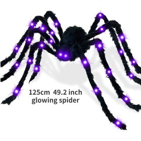 1pc, Halloween Light Up Spider, Spider Web Scary Giant Halloween Spider, Scene Decor, Festivals Decor, Room Decor, Home Decor, Corridors Decor, (Color: 49.21inch#glowspider)