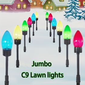 1 Pack 12 In 1 C9 Pointed Bubble Color Lawn Lights, Solar Christmas Decorative Lights, Outdoor Holiday Decorative, Ground Plug-in Lights (Items: Battery Powered C9 Lights)
