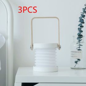 Foldable Touch Dimmable Reading LED Night Light Portable Lantern Lamp USB Rechargeable For Home Decor (Light color: White 3pcs)