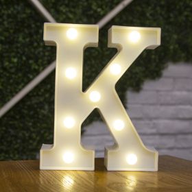 Alphabet Letter LED Lights Luminous Number Lamp Decor Battery Night Light for home Wedding Birthday Christmas party Decoration (type: K)
