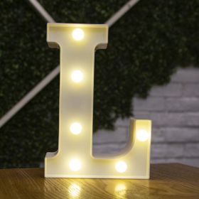 Alphabet Letter LED Lights Luminous Number Lamp Decor Battery Night Light for home Wedding Birthday Christmas party Decoration (type: L)