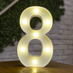 Alphabet Letter LED Lights Luminous Number Lamp Decor Battery Night Light for home Wedding Birthday Christmas party Decoration (type: 8)