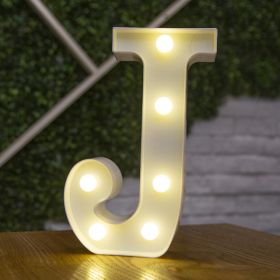 Alphabet Letter LED Lights Luminous Number Lamp Decor Battery Night Light for home Wedding Birthday Christmas party Decoration (type: J)