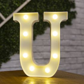 Alphabet Letter LED Lights Luminous Number Lamp Decor Battery Night Light for home Wedding Birthday Christmas party Decoration (type: U)