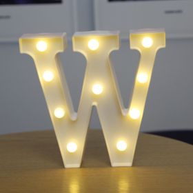 Alphabet Letter LED Lights Luminous Number Lamp Decor Battery Night Light for home Wedding Birthday Christmas party Decoration (type: W)