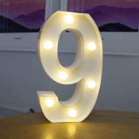 Alphabet Letter LED Lights Luminous Number Lamp Decor Battery Night Light for home Wedding Birthday Christmas party Decoration (type: 9)