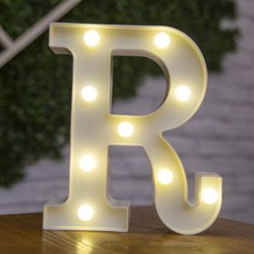 Alphabet Letter LED Lights Luminous Number Lamp Decor Battery Night Light for home Wedding Birthday Christmas party Decoration (type: R)
