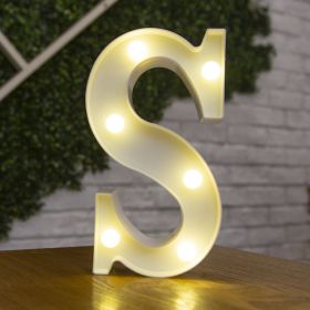 Alphabet Letter LED Lights Luminous Number Lamp Decor Battery Night Light for home Wedding Birthday Christmas party Decoration (type: S)