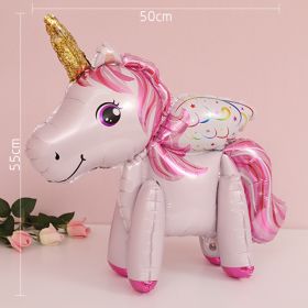 60cm 3D Unicorn Balloon Foil Inflatable Rainbow Birthday Balloons Wedding Baby Shower Kid Birthday Party Decorations Globos Gift (Color: 3D Unicorn wing P)