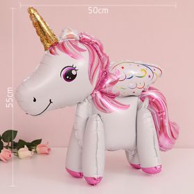 60cm 3D Unicorn Balloon Foil Inflatable Rainbow Birthday Balloons Wedding Baby Shower Kid Birthday Party Decorations Globos Gift (Color: 3D Unicorn wing W)