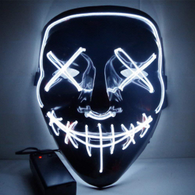 Black V Halloween Horror Glowing Mask (Color: White)