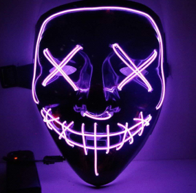 Black V Halloween Horror Glowing Mask (Color: Purple)