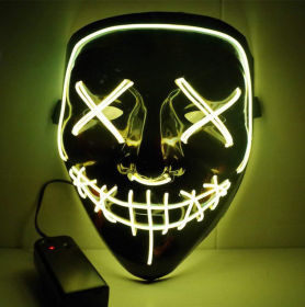 Black V Halloween Horror Glowing Mask (Color: Yellow)