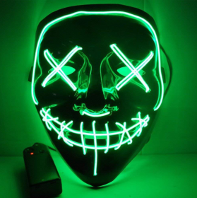 Black V Halloween Horror Glowing Mask (Color: Green)