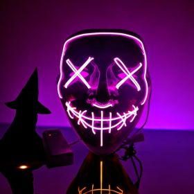 Black V Halloween Horror Glowing Mask (Color: Pink)